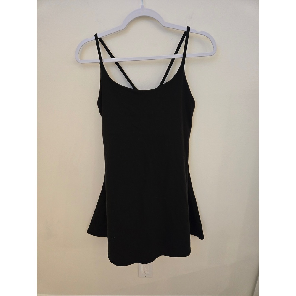 Women's Black Athletic Dress Built-In Shorts Criss Cross Back Size XL
